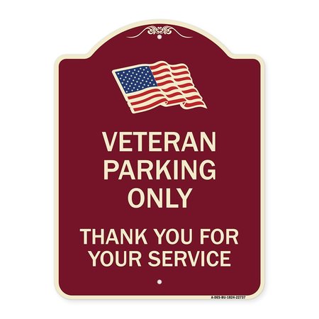 SIGNMISSION Veteran Parking Thank You for Your Service Heavy-Gauge Aluminum Sign, 24" x 18", BU-1824-22737 A-DES-BU-1824-22737